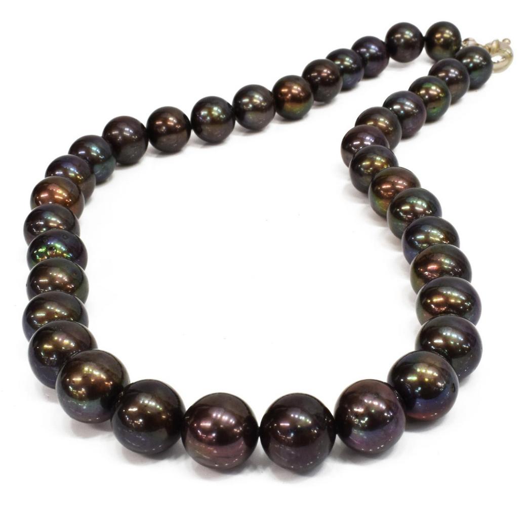 TAHITIAN BLACK PEARL 18" NECKLACE STERLING CLASP (1 of 3)