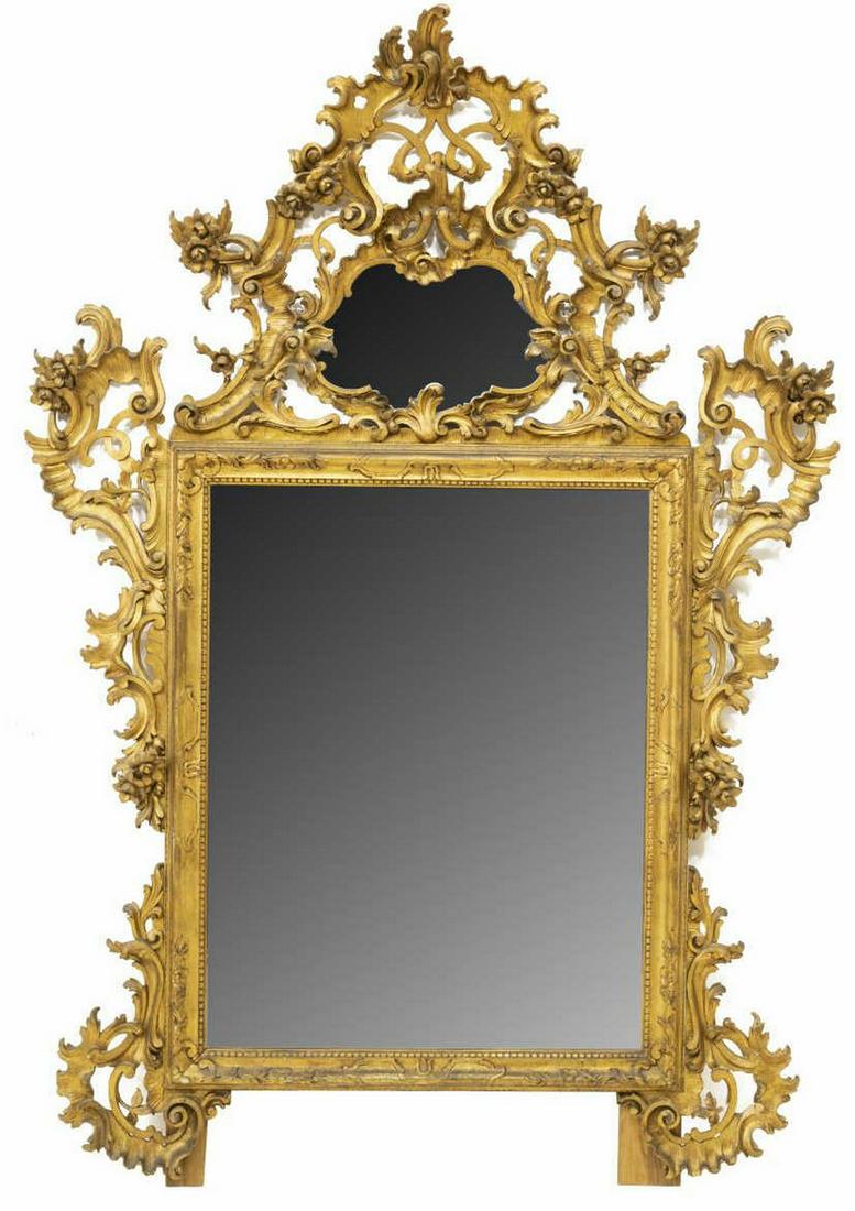 ANTIQUE VENETIAN GILTWOOD MIRROR, 80" X 56" (1 of 3)