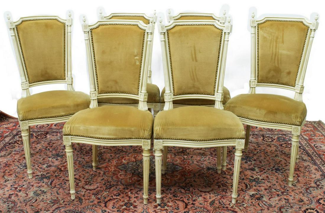 (6) FRENCH LOUIS XVI STYLE PAINTED SIDE CHAIRS (1 of 2)