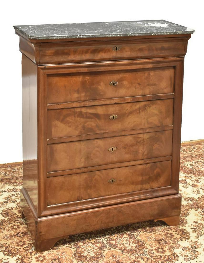 FRENCH LOUIS PHILIPPE TALL MARBLE-TOP COMMODE (1 of 5)