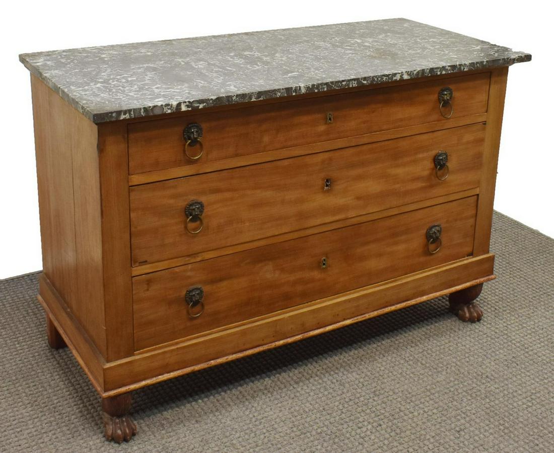 FRENCH EMPIRE STYLE MARBLE-TOP FRUITWOOD COMMODE (1 of 5)