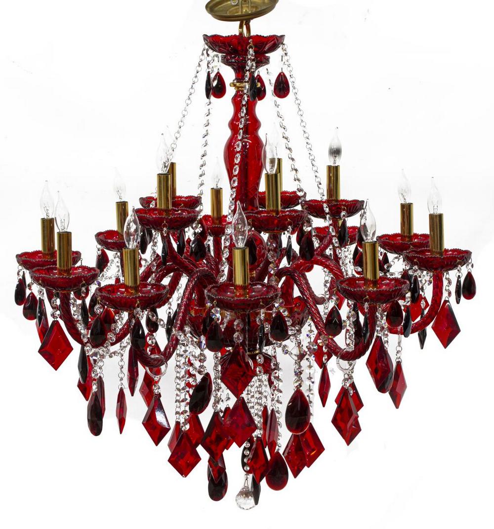 MARIA THERESA STYLE RED CRYSTAL 15-LT CHANDELIER (1 of 2)