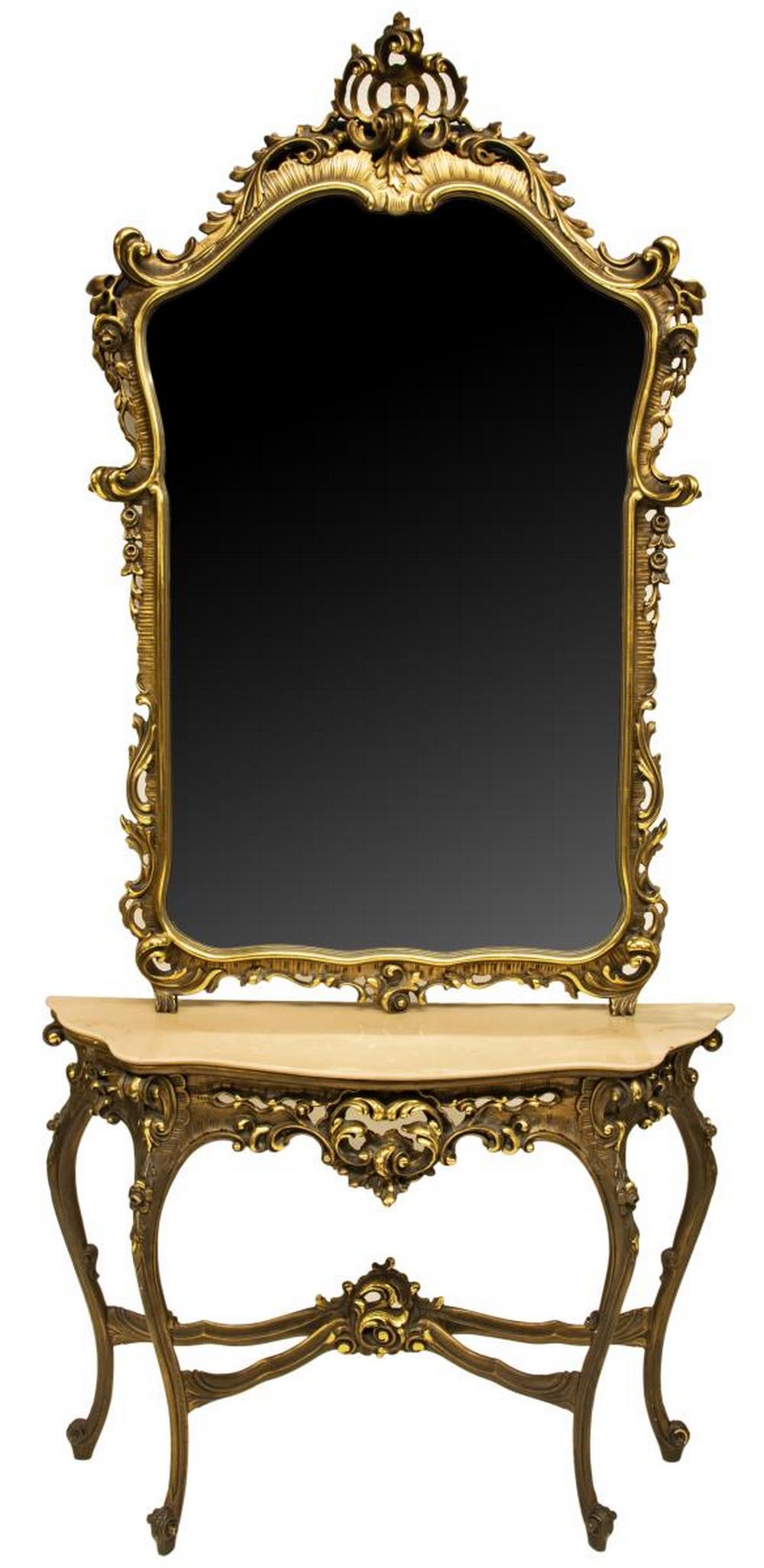 FRENCH LOUIS XV STYLE GILTWOOD CONSOLE & MIRROR (1 of 4)