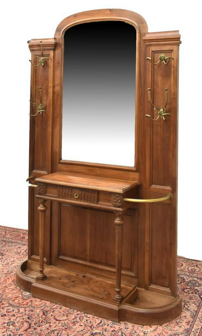 FRENCH HENRI II STYLE WALNUT HALL TREE, 19TH C. (1 of 4)