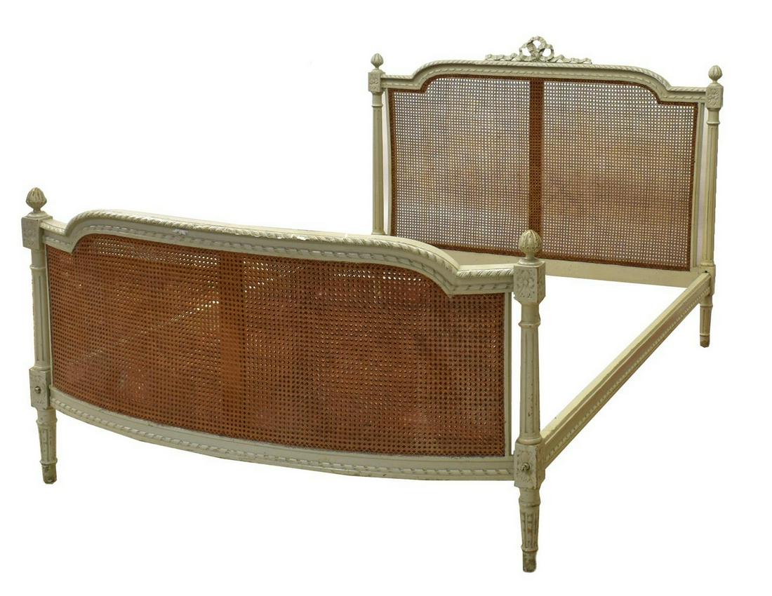 FRENCH LOUIS XVI STYLE PAINTED CANE BED (1 of 1)