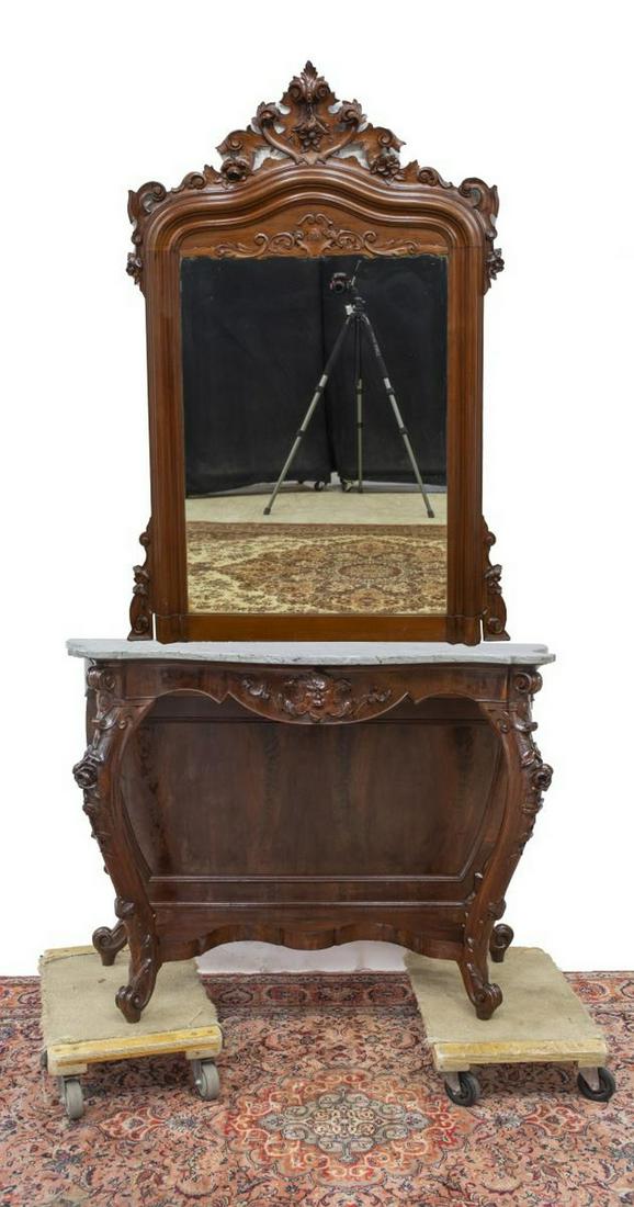 ROCOCO REVIVAL MARBLE-TOP CONSOLE TABLE & MIRROR (1 of 4)