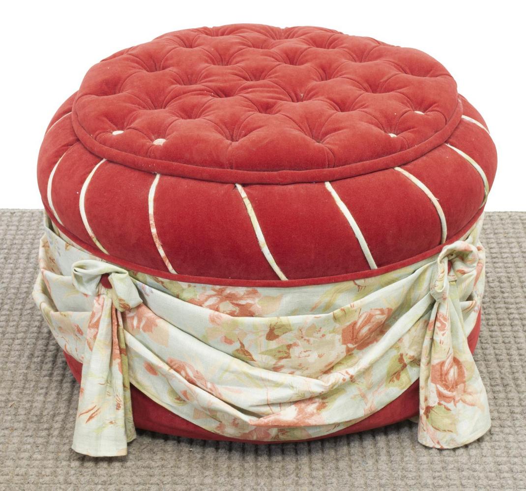 CUSTOM UPHOLSTERED BUTTON-TUFTED OTTOMAN (1 of 2)