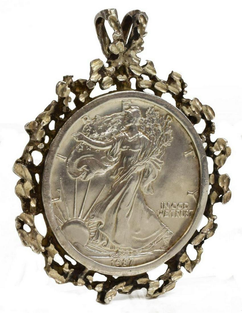 STERLING AMERICAN EAGLE DOLLAR COIN PENDANT (1 of 3)