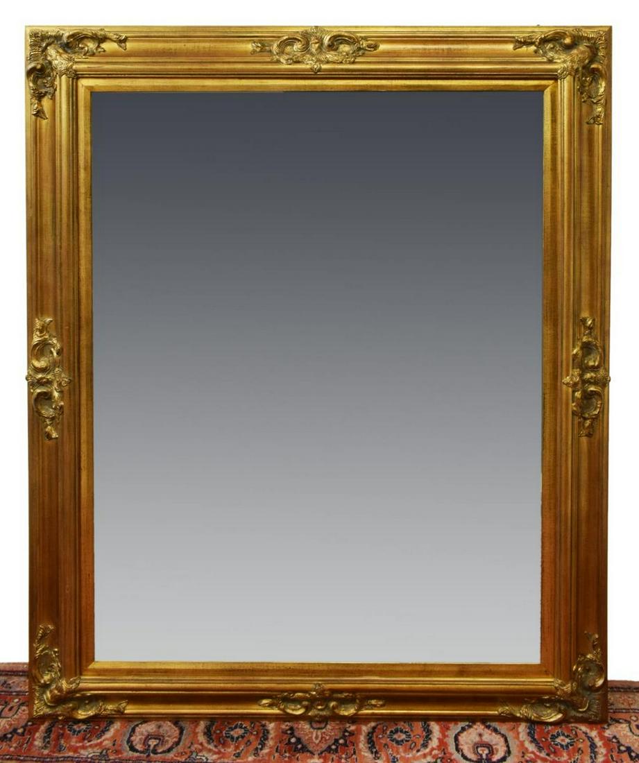 LARGE GILTWOOD FRAMED BEVELED MIRROR 59" X 47" (1 of 4)
