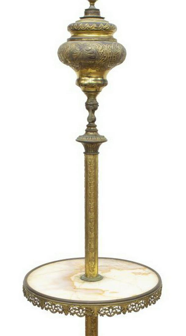VICTORIAN GILT METAL & ONYX TELESCOPIC PIANO LAMP (1 of 4)