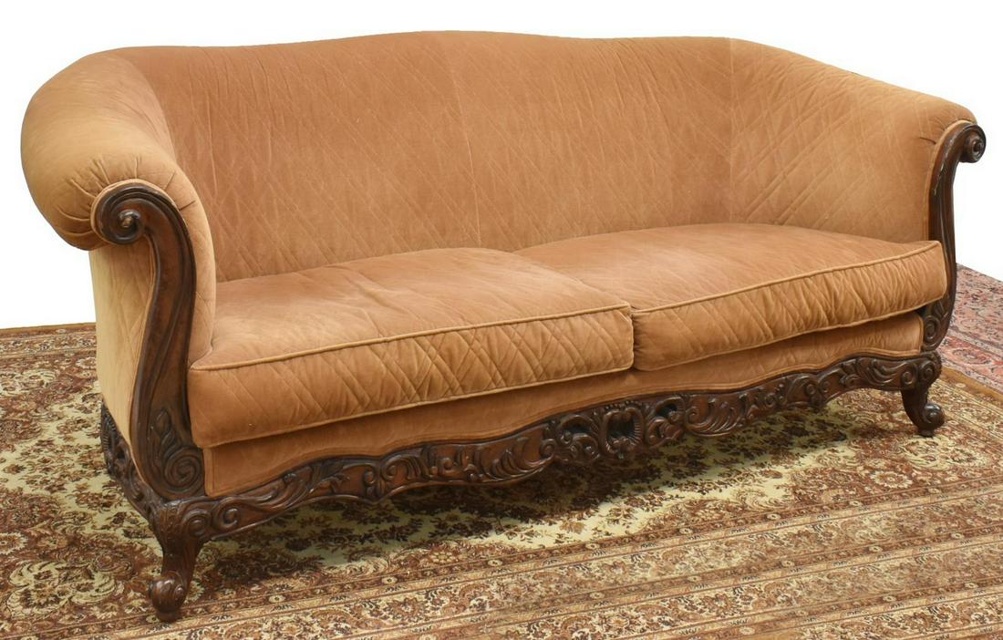 HENREDON UPHOLSTERED & CARVED WOOD SOFA (1 of 4)