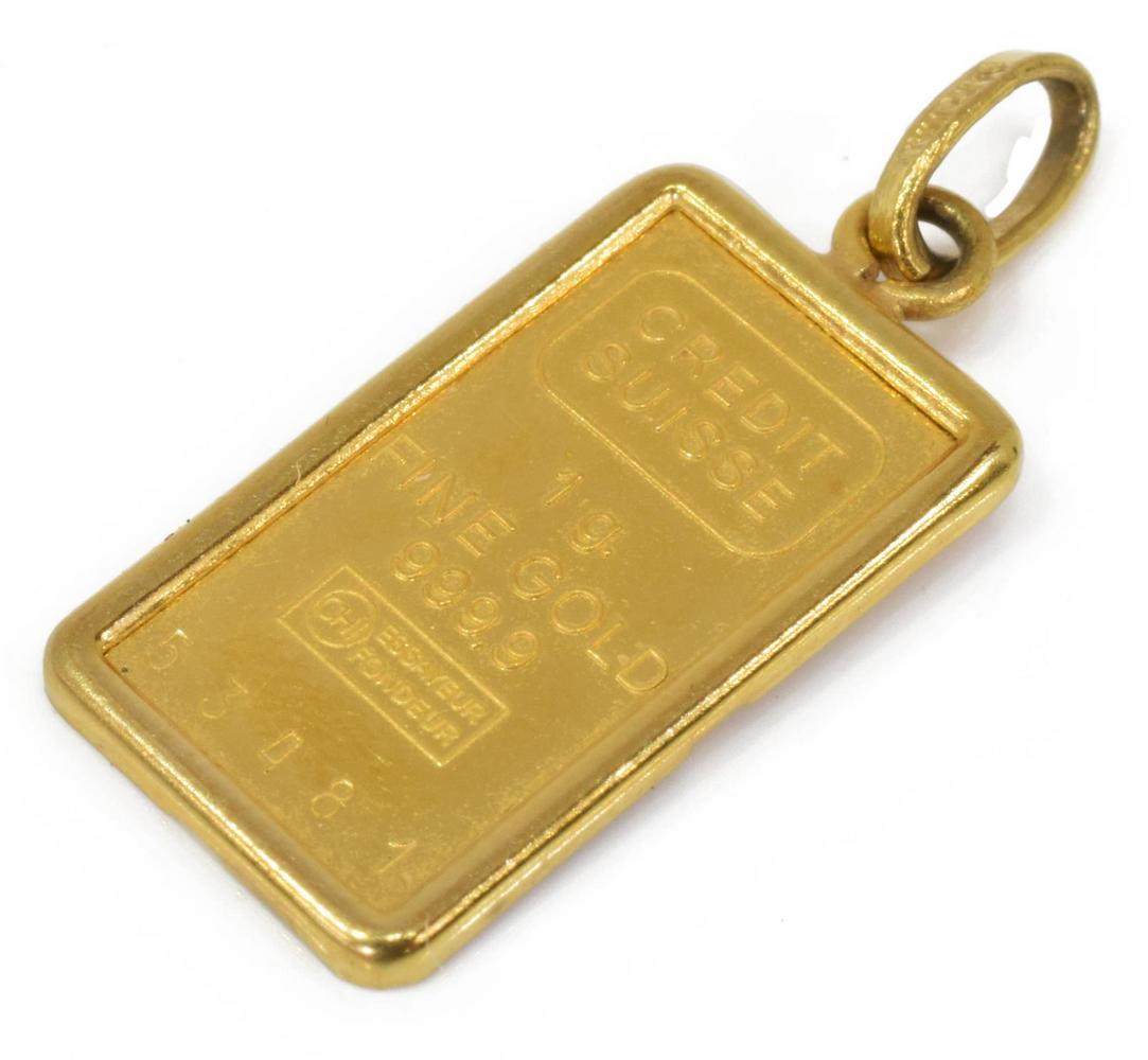 ONE-GRAM GOLD BAR, CREDIT SUISSE, .999 FINE (1 of 3)