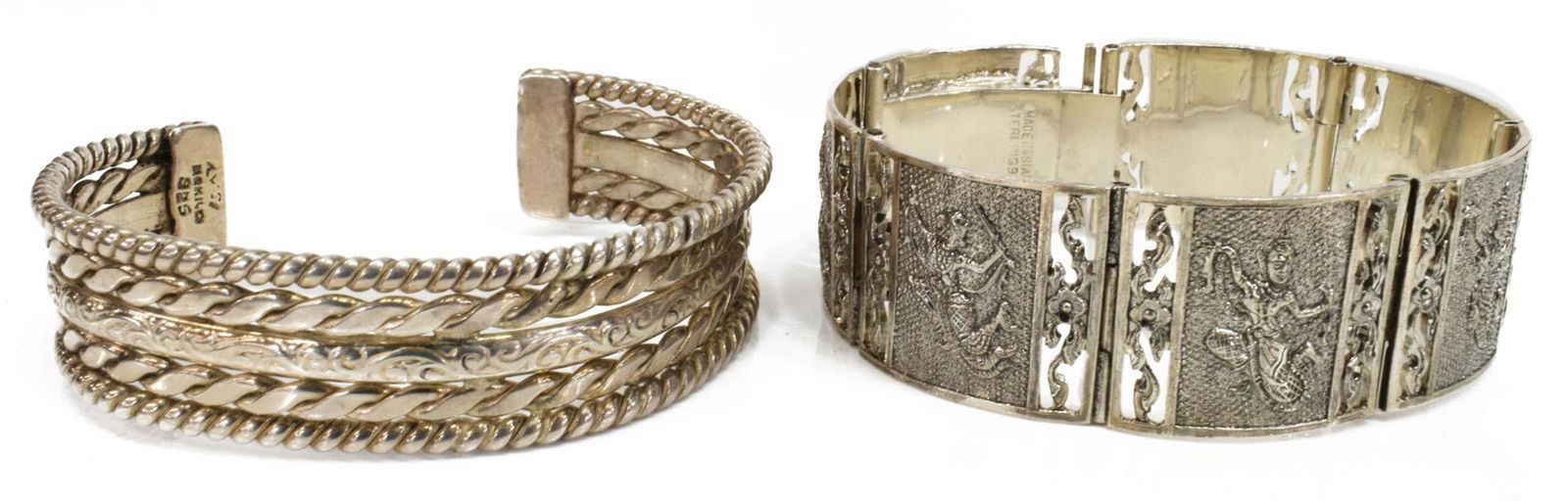(2) STERLING CUFF & SIAM DANCING DIETIES BRACELET (1 of 8)