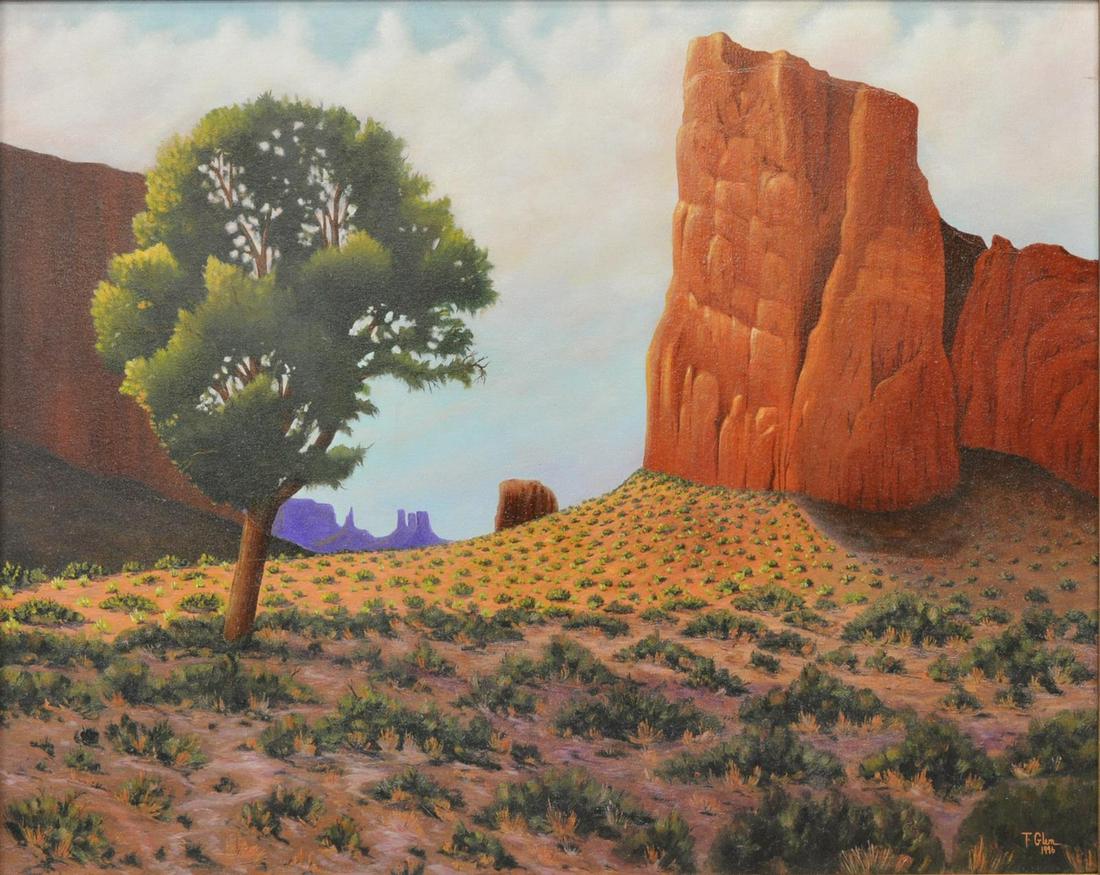 T. GLEN (20TH C.) CANYON LANDSCAPE PAINTING (1 of 4)
