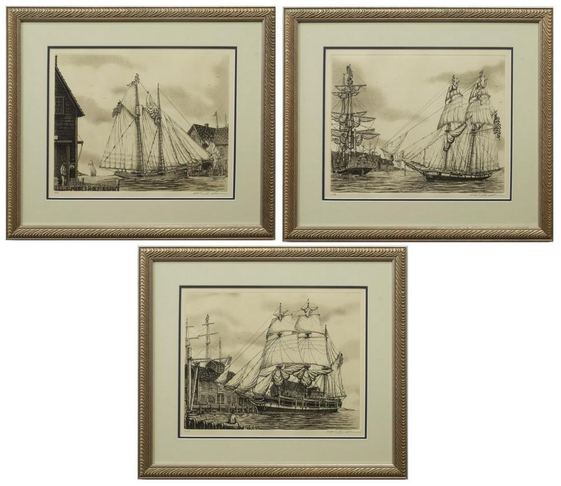 (3) ALAN JAY GAINES (B.1942) SHIP ETCHINGS (1 of 6)