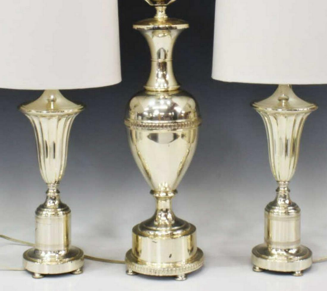 (3) NEOCLASSICAL STYLE SILVER PLATE TABLE LAMPS (1 of 3)