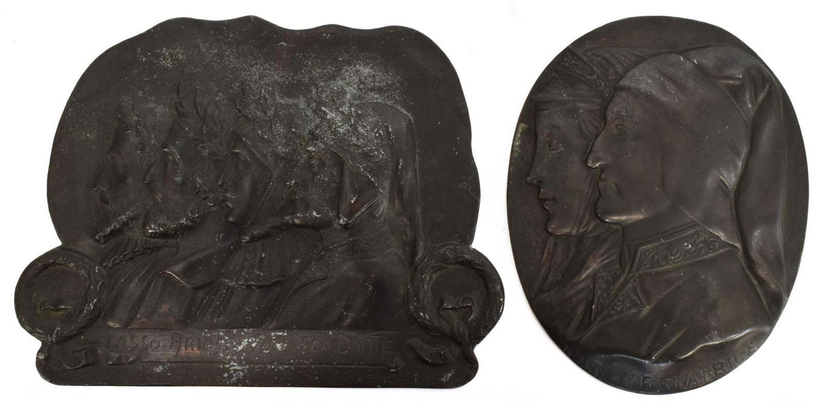 (2) RELIEF PLAQUES POETS, DANTE & BEATRICE (1 of 2)