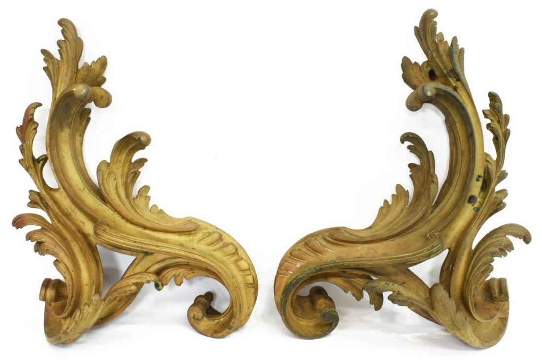 (2) FRENCH LOUIS XV STYLE BRONZE DORE CHENET PARTS (1 of 2)