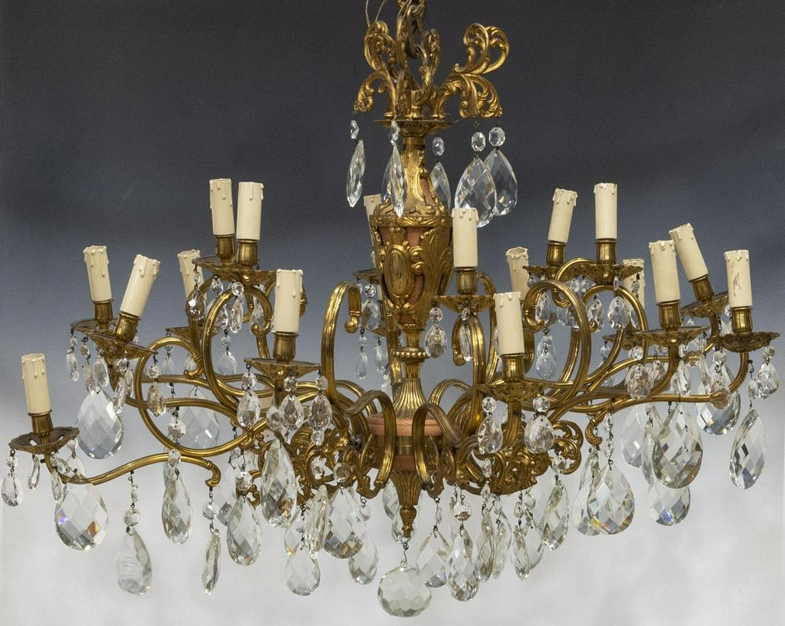 ITALIAN GILT METAL & CRYSTAL 18-LIGHT CHANDELIER (1 of 1)