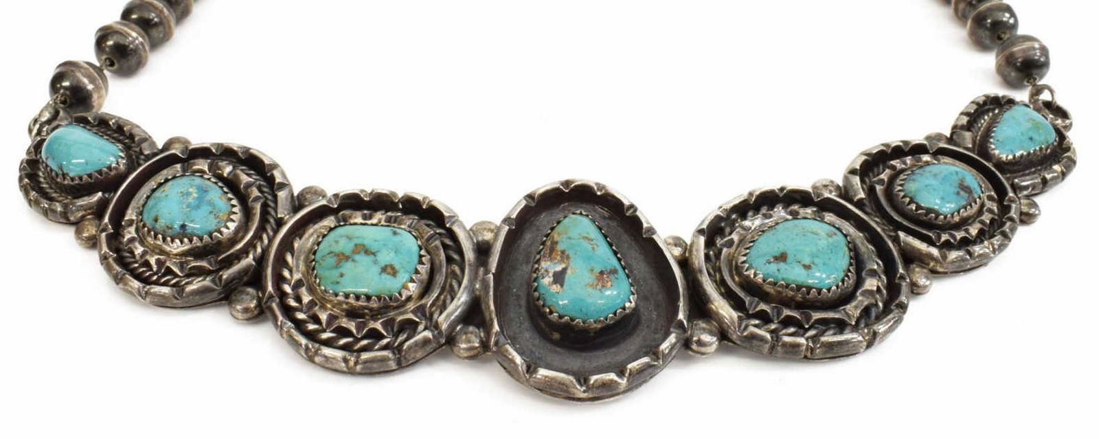NATIVE AMERICAN SILVER & TURQUOISE NECKLACE (1 of 5)