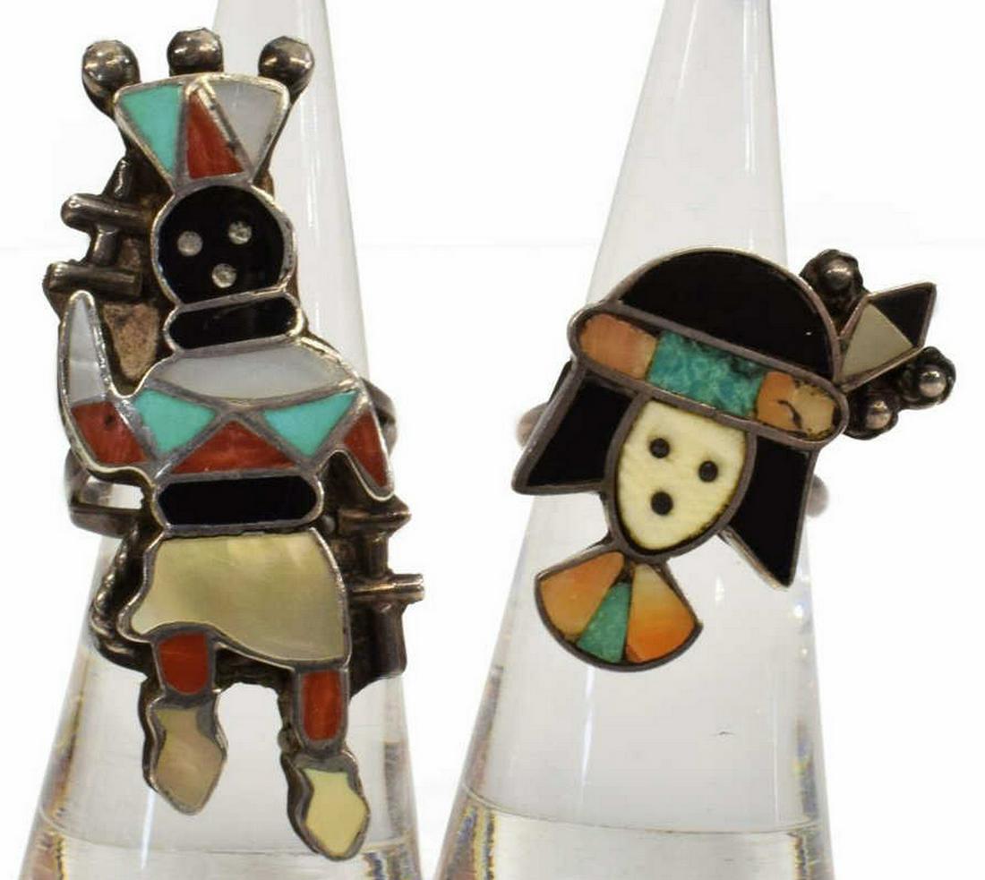 (2) NATIVE AMERICAN MULTI-STONE INLAY RINGS (1 of 4)