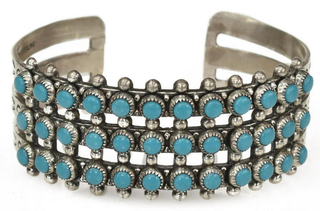 BELL TRADING POST TURQUOISE PETIT POINT CUFF (1 of 4)