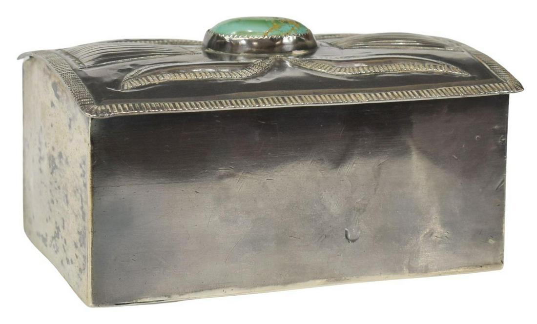 NATIVE AMERICAN TURQUOISE & SILVER BOX (1 of 3)