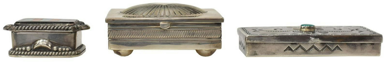 (3) NATIVE AMERICAN SILVER SMALL BOXES (1 of 3)