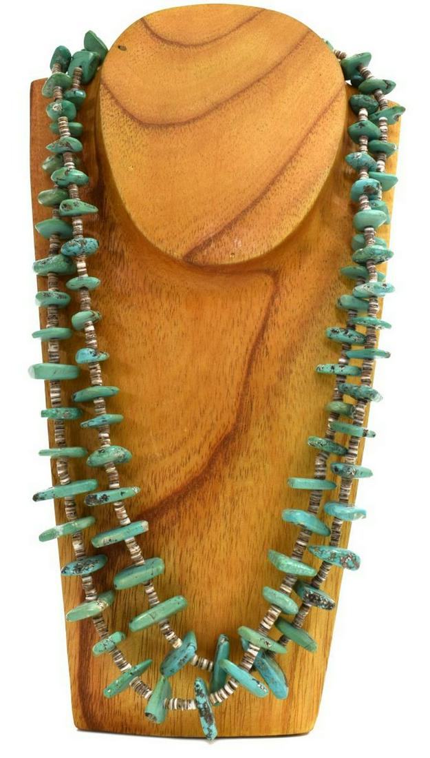 NATIVE AMERICAN TURQUOISE & HEISHI BEADED NECKLACE (1 of 3)