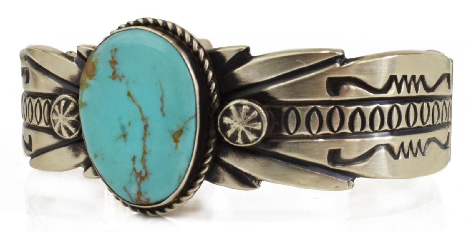 MARTHA CAYATINETO NAVAJO STERLING & TURQUOISE CUFF (1 of 5)