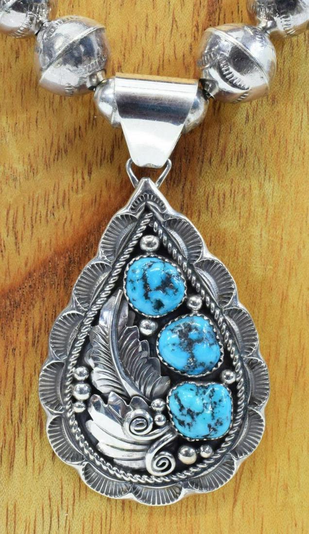NATIVE AMERICAN ETSITTY SILVER PENDANT NECKLACE (1 of 5)