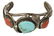 NATIVE AMERICAN TURQUOISE RED CORAL CUFF BRACELET - 4