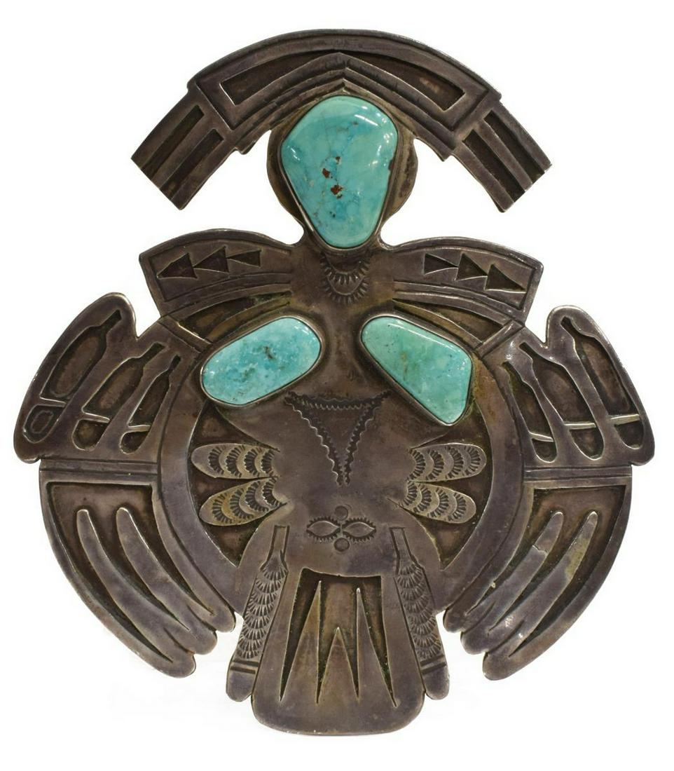 SPECTACULAR LARGE NATIVE AMERICAN SILVER PENDANT (1 of 3)