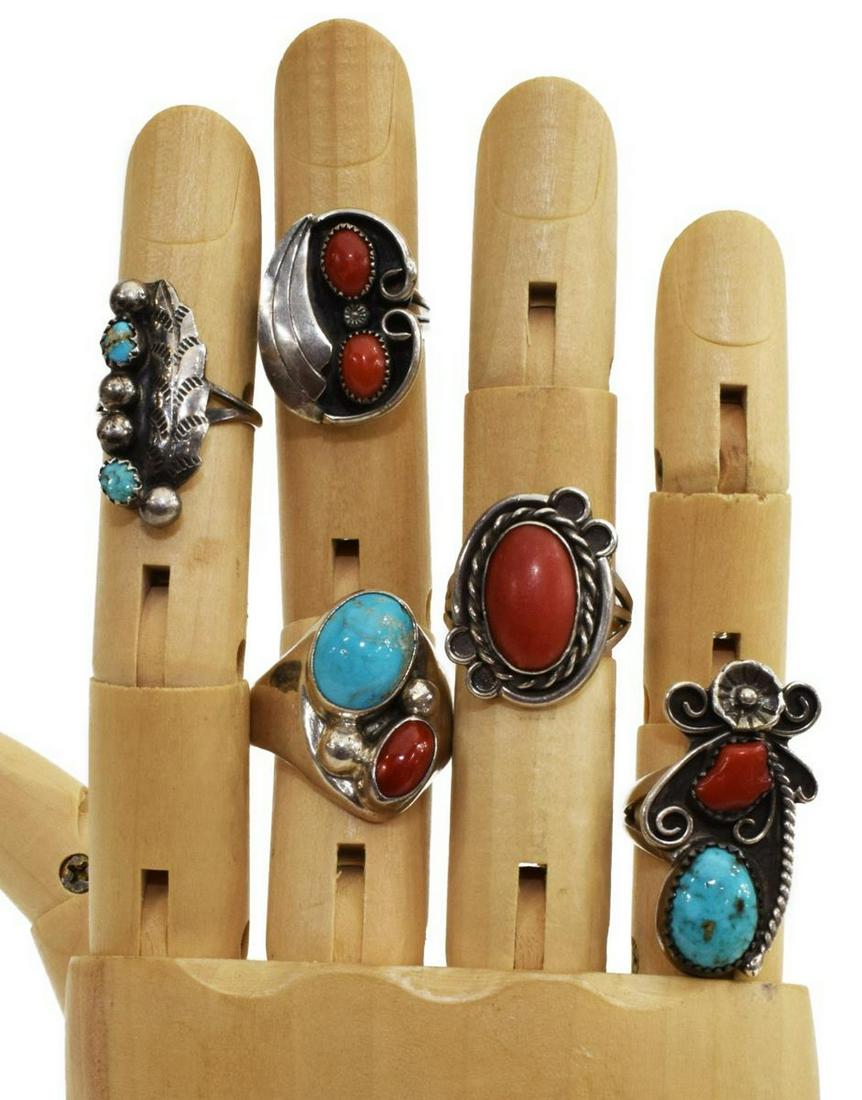 5)NATIVE AMERICAN & SOUTHWEST SILVER & STONE RINGS (1 of 3)