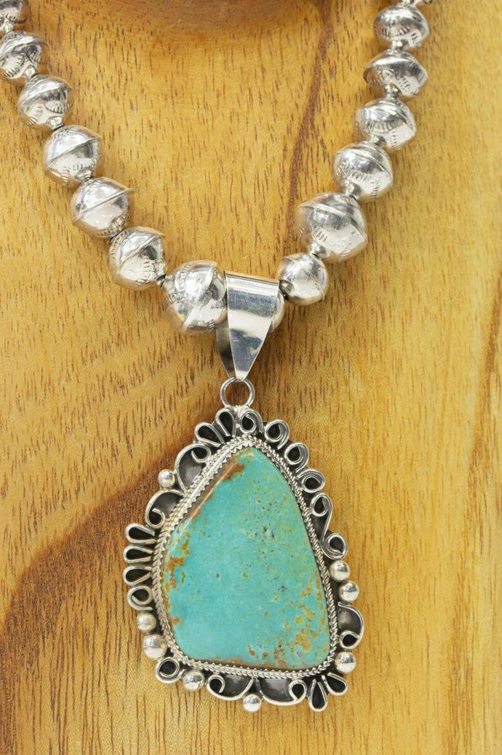 LESLIE NEZ NAVAJO STERLING & TURQUOISE NECKLACE (1 of 3)