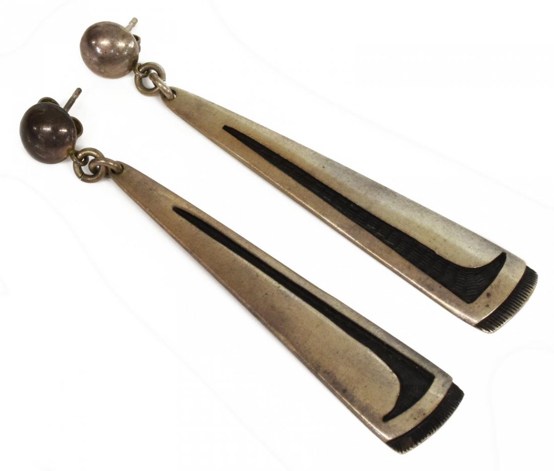 (PR) BERNARD DAWAHOYA HOPI SILVER OVERLAY EARRINGS (1 of 3)