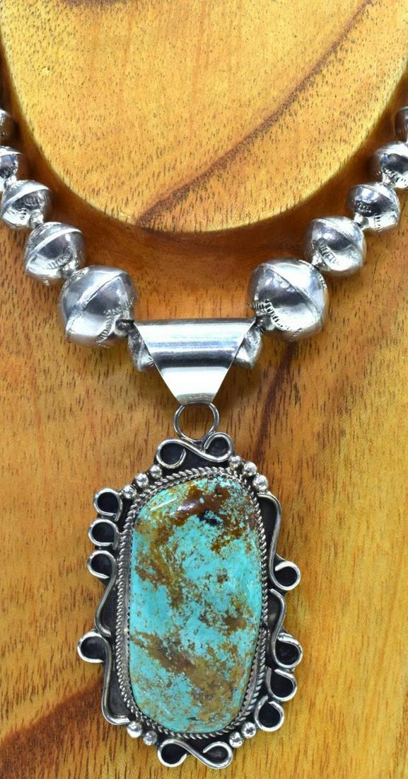 KIRBY NEZ NAVAJO STERLING & TURQUOISE NECKLACE (1 of 4)
