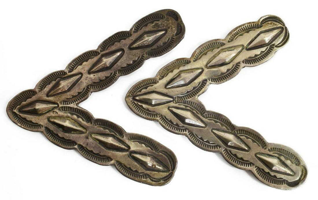 NATIVE AMERICAN STAMPED SILVER COLLAR TIPS (1 of 2)