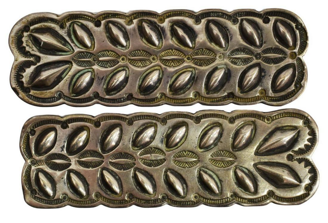 NATIVE AMERICAN STAMPED SILVER COLLAR TABS (1 of 2)