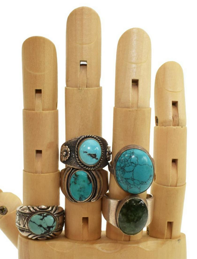 (5) SOUTHWEST & STYLE STERLING & STONE RINGS (1 of 3)