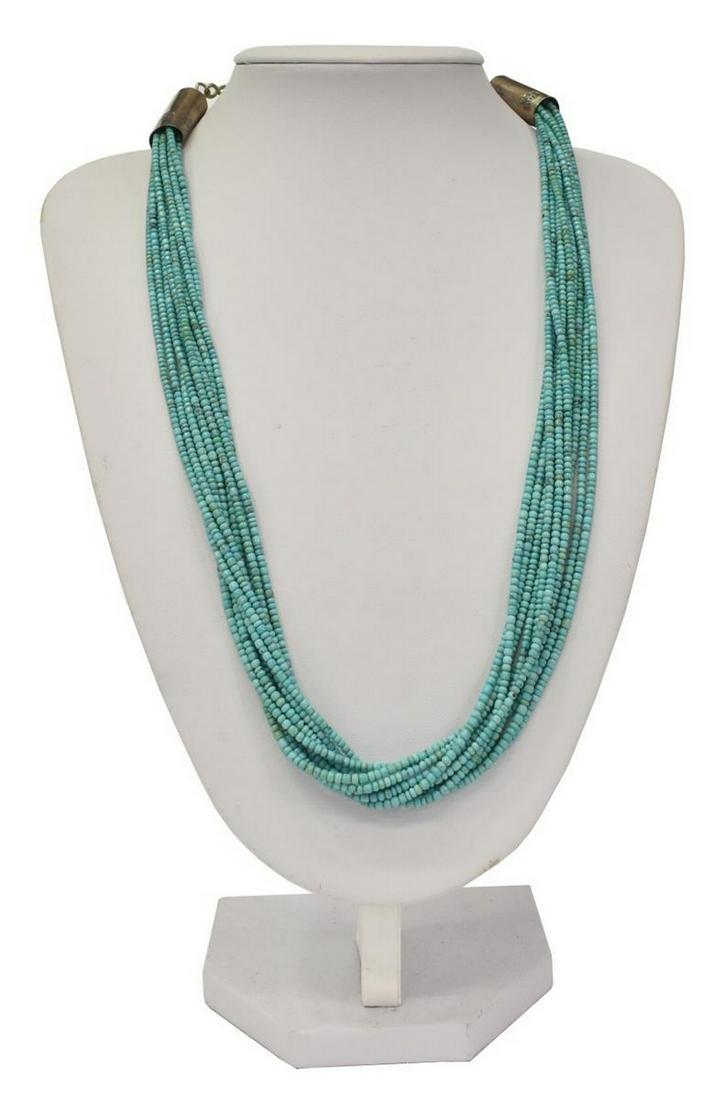 NATIVE AMERICAN 10-STRAND TURQUOISE BEAD NECKLACE (1 of 3)