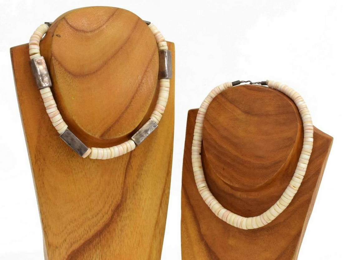 (2) NATIVE AMERICAN HEISHI SHELL BEADED NECKLACES (1 of 4)
