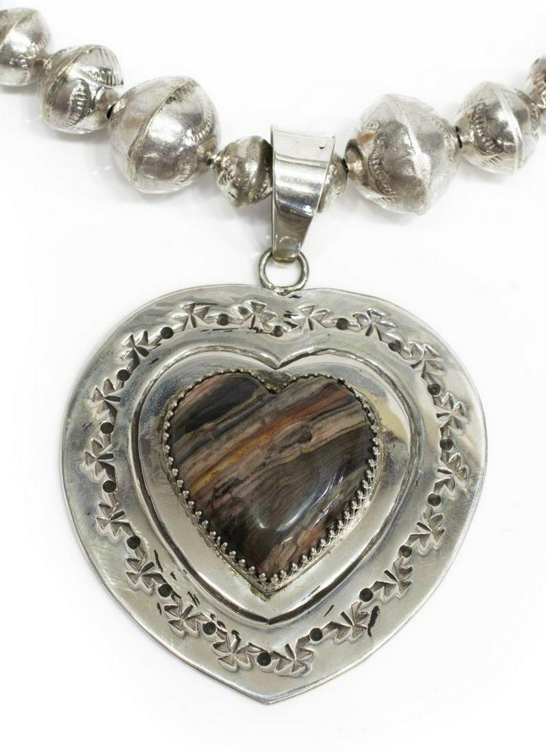 SOUTHWEST STERLING HEART PENDANT NECKLACE (1 of 5)