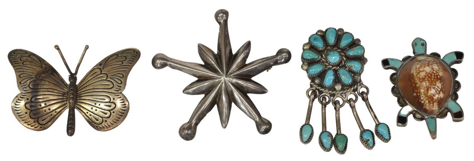 (4) NATIVE AMERICAN SILVER ANIMAL BROOCHES (1 of 3)