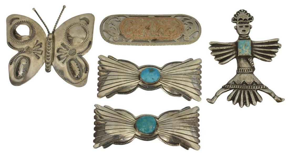 (5) NATIVE AMERICAN & OTHER SILVER BROOCHES PINS (1 of 3)
