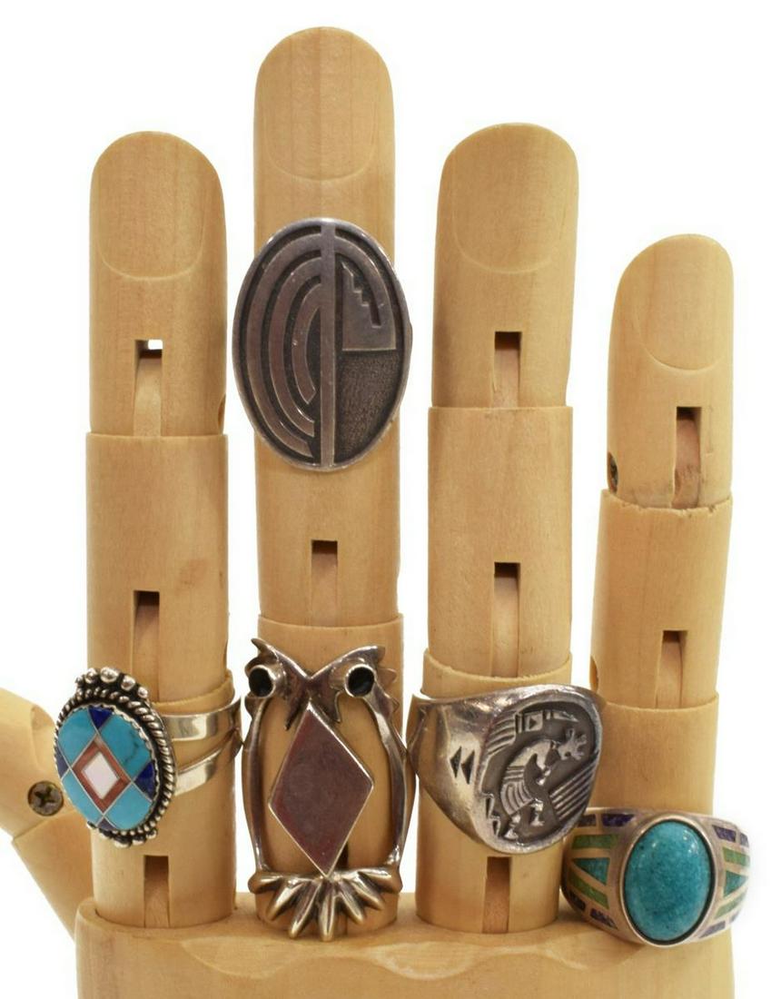 (5) SOUTHWEST & STYLE STERLING & TURQUOISE RINGS (1 of 3)