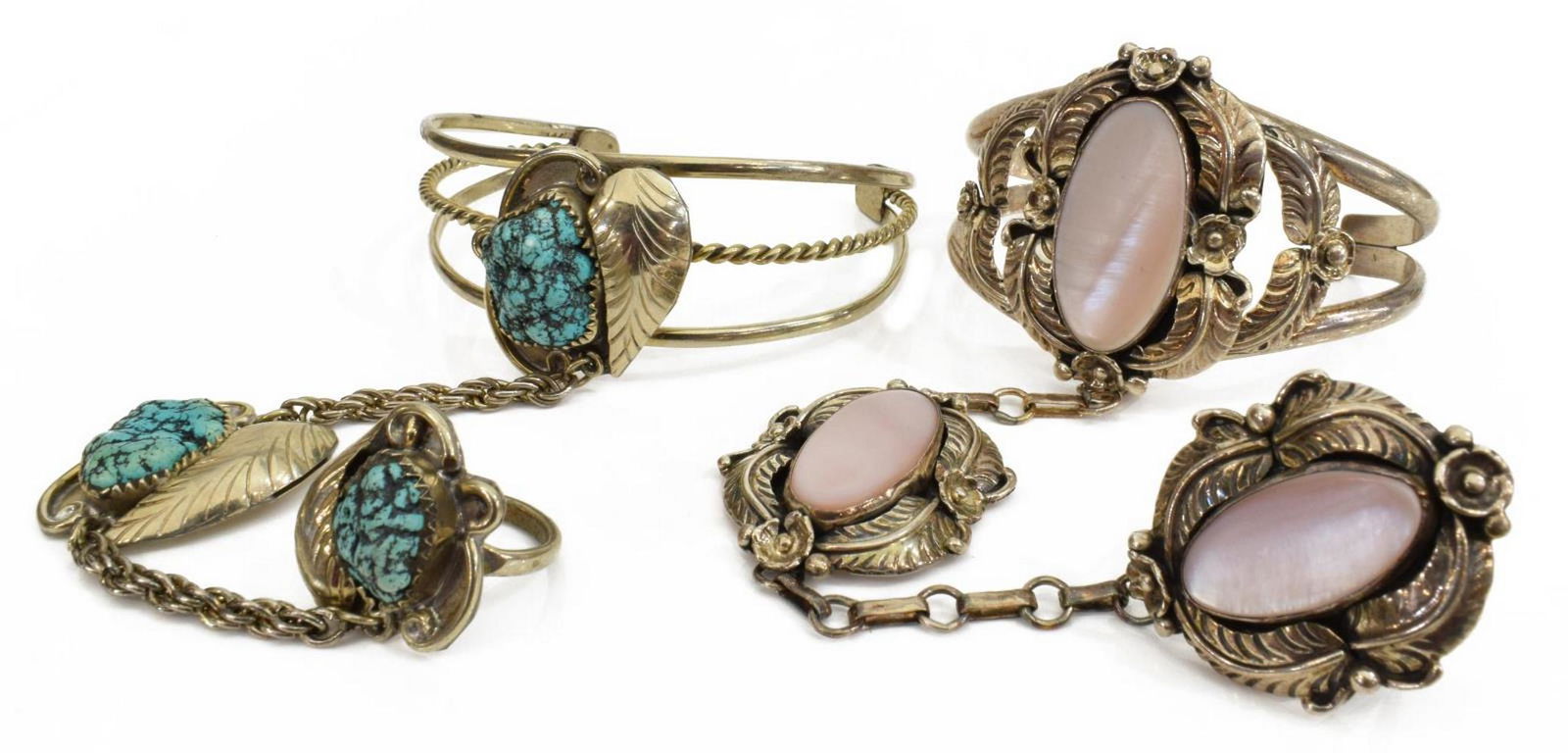 (2) SOUTHWEST STYLE CUFFS W/ ATTACHED RINGS (1 of 5)