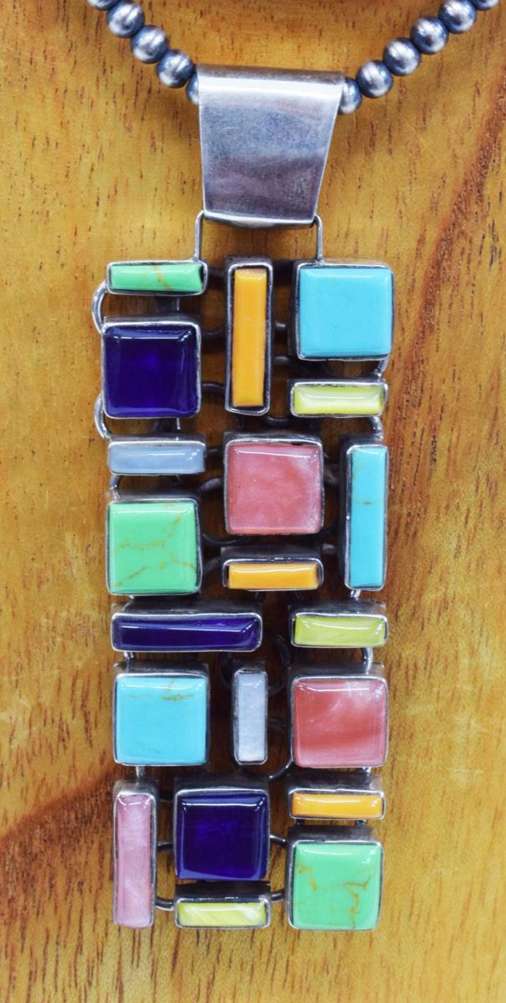 MEXICO STERLING & MULTI-STONE PENDANT NECKLACE (1 of 5)