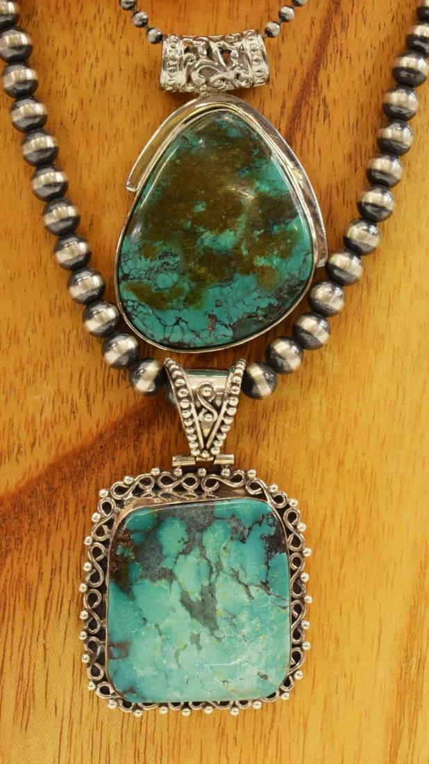 (2) SOUTHWEST STYLE STERLING & TURQUOISE PENDANTS (1 of 5)