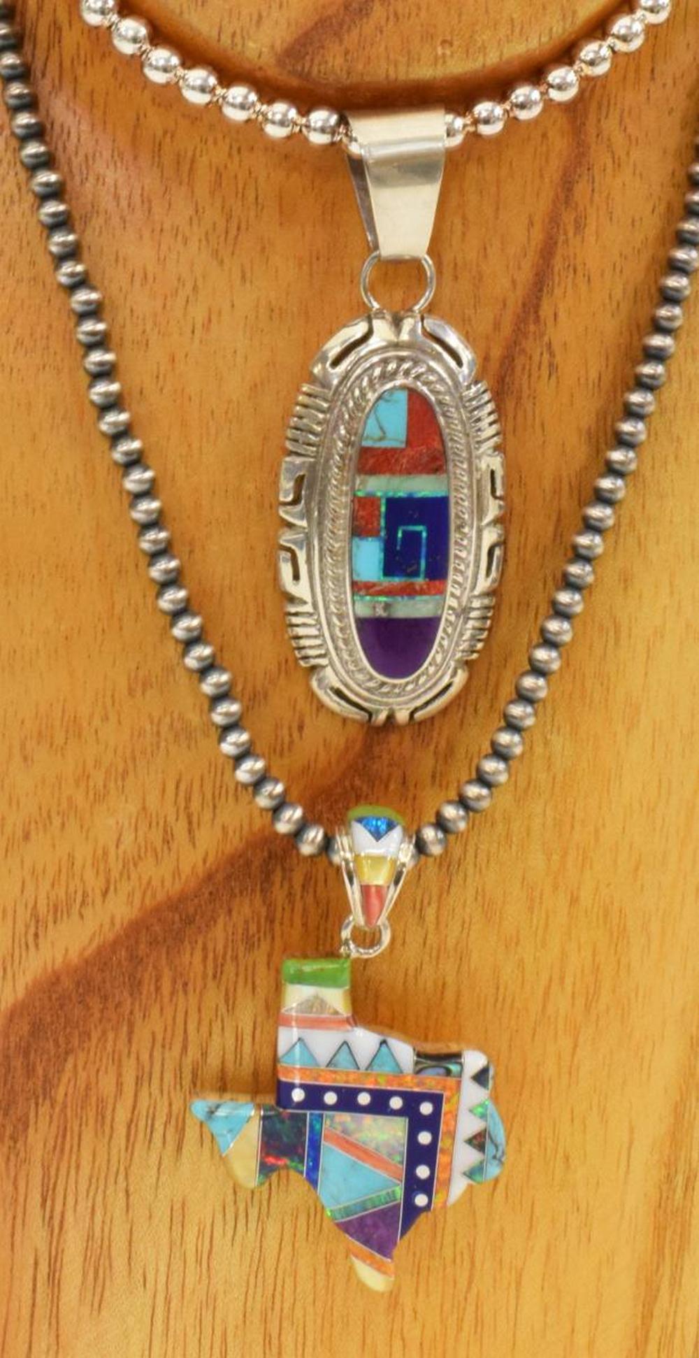 (2) SOUTHWEST STYLE SILVER & MULTI-STONE PENDANTS (1 of 7)